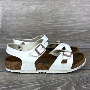 Birkenstock Rio Birko Flor White Leather Women’s Sz 3/EU 34 Slingback Sandals